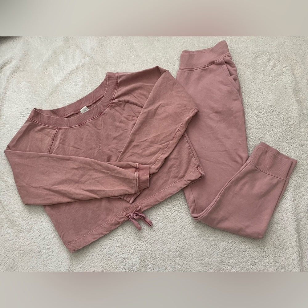 Women's Cozy Drawstring Sweatshirt & Jogger Set - Mauve